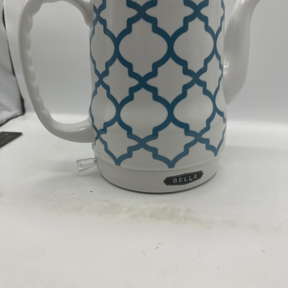 Bella Ceramic Electric Tea Kettle, Blue/White Tile Pattern, 1.2L, Pot And Lid - Picture 4 of 16